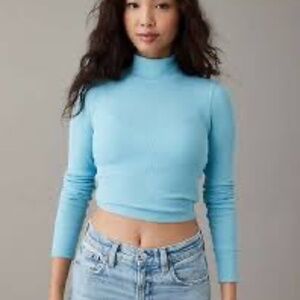 NWT! American Eagle | Size Small |  Ribbed Mock Neck Top Blue